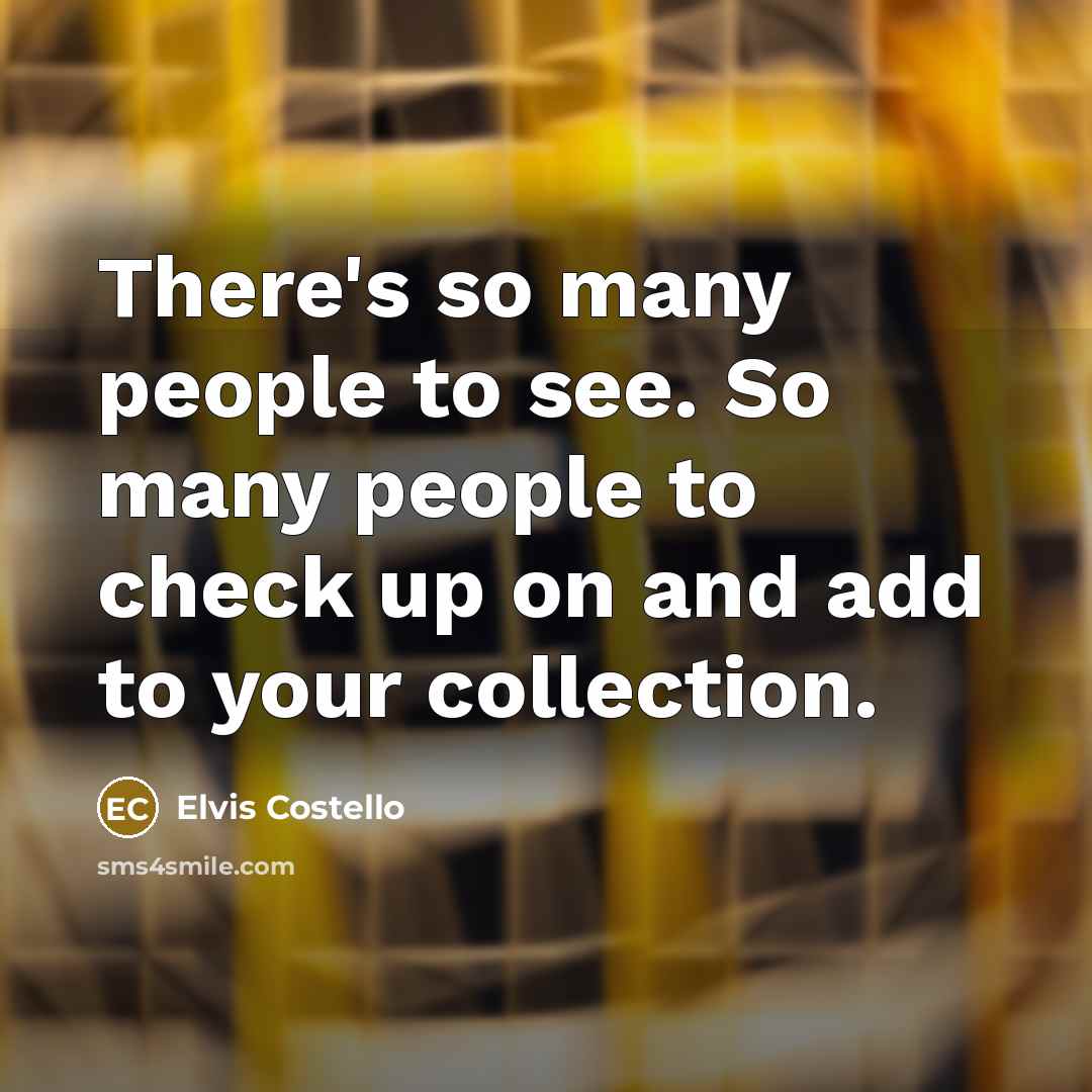 “There's so many people to see. So many people to check up on and add to your collection.” quote by Elvis Costello