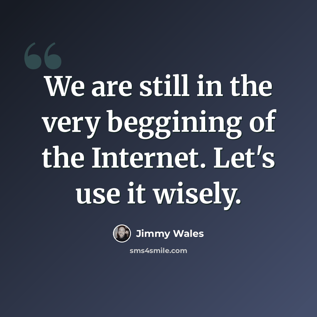 “We are still in the very beggining of the Internet. Let's use it wisely.” quote by Jimmy Wales