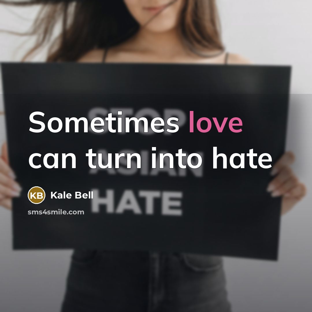 “Sometimes love can turn into hate” quote by Kale Bell