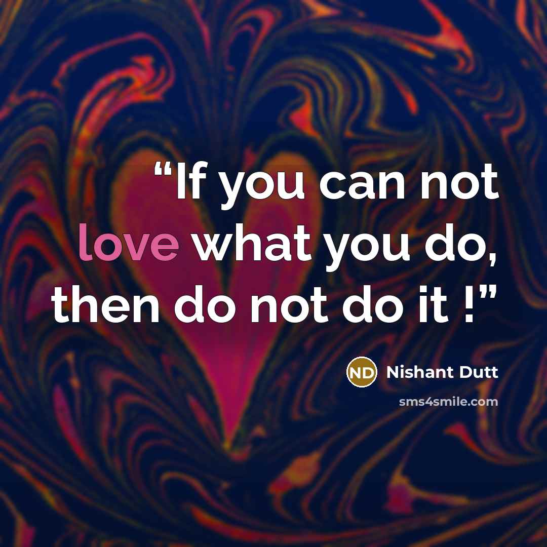 “If you can not love what you do, then do not do it !” quote by Nishant Dutt
