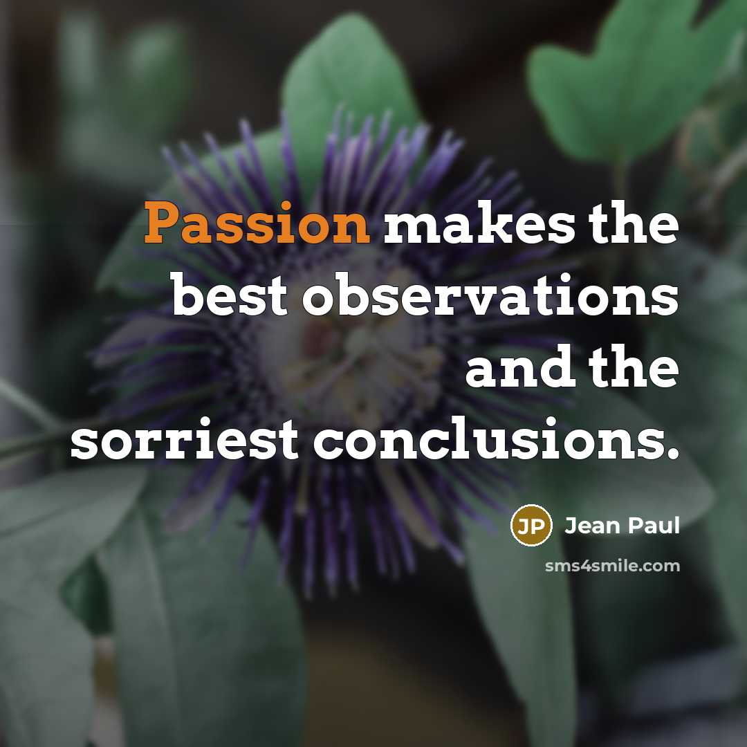 “Passion makes the best observations and the sorriest conclusions.” quote by Jean Paul