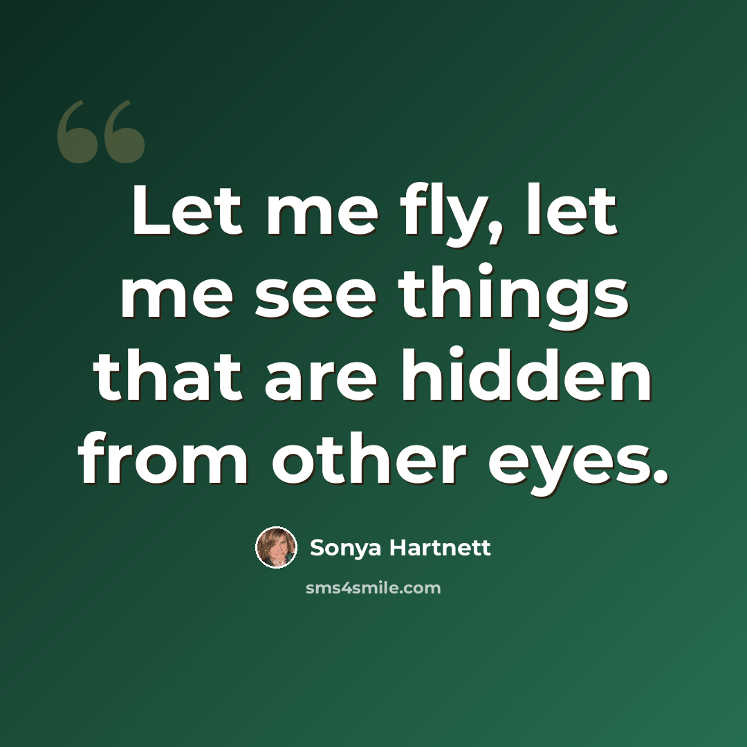 “Let me fly, let me see things that are hidden from other eyes.” quote by Sonya Hartnett