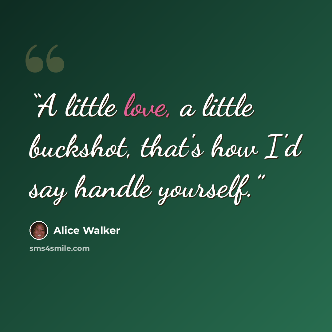 “A little love, a little buckshot, that's how I'd say handle yourself.” quote by Alice Walker