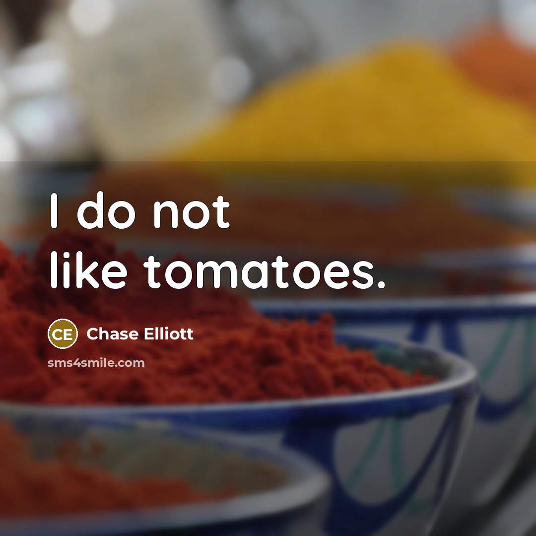 “I do not like tomatoes.” quote by Chase Elliott