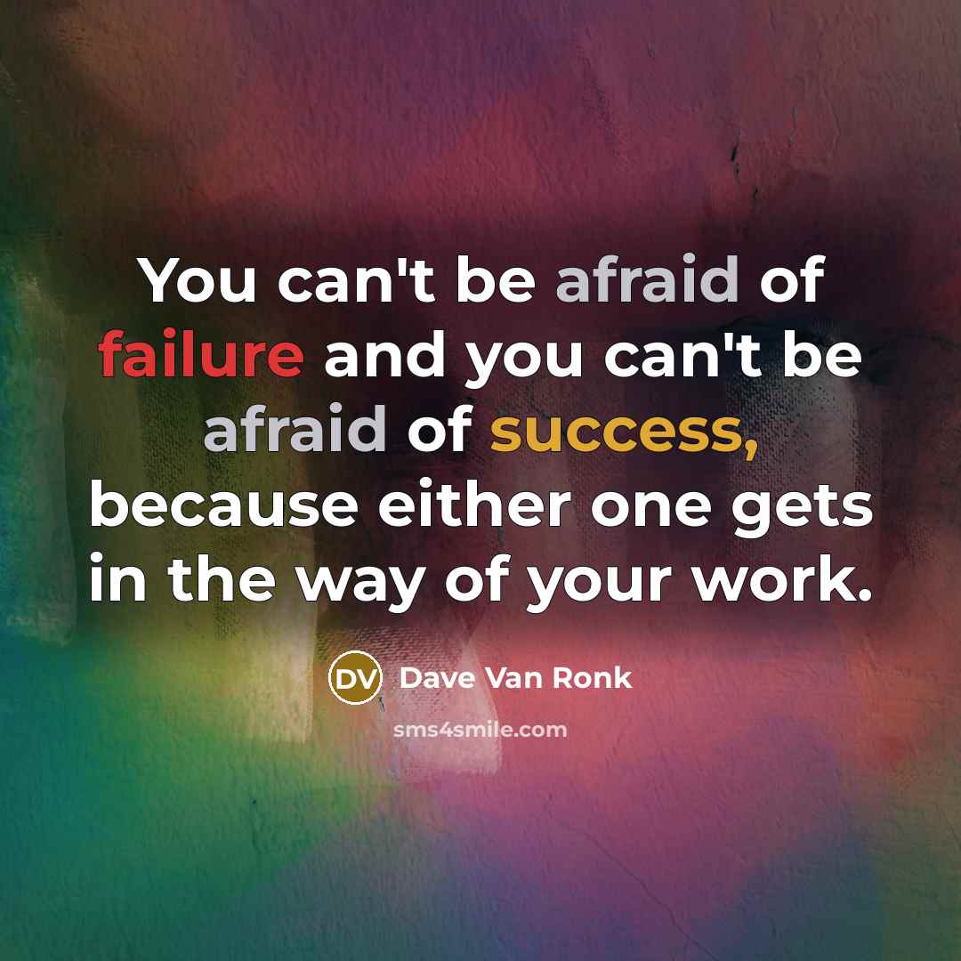 “You can't be afraid of failure and you can't be afraid of success, because either one gets in the way of your work.” quote by Dave Van Ronk