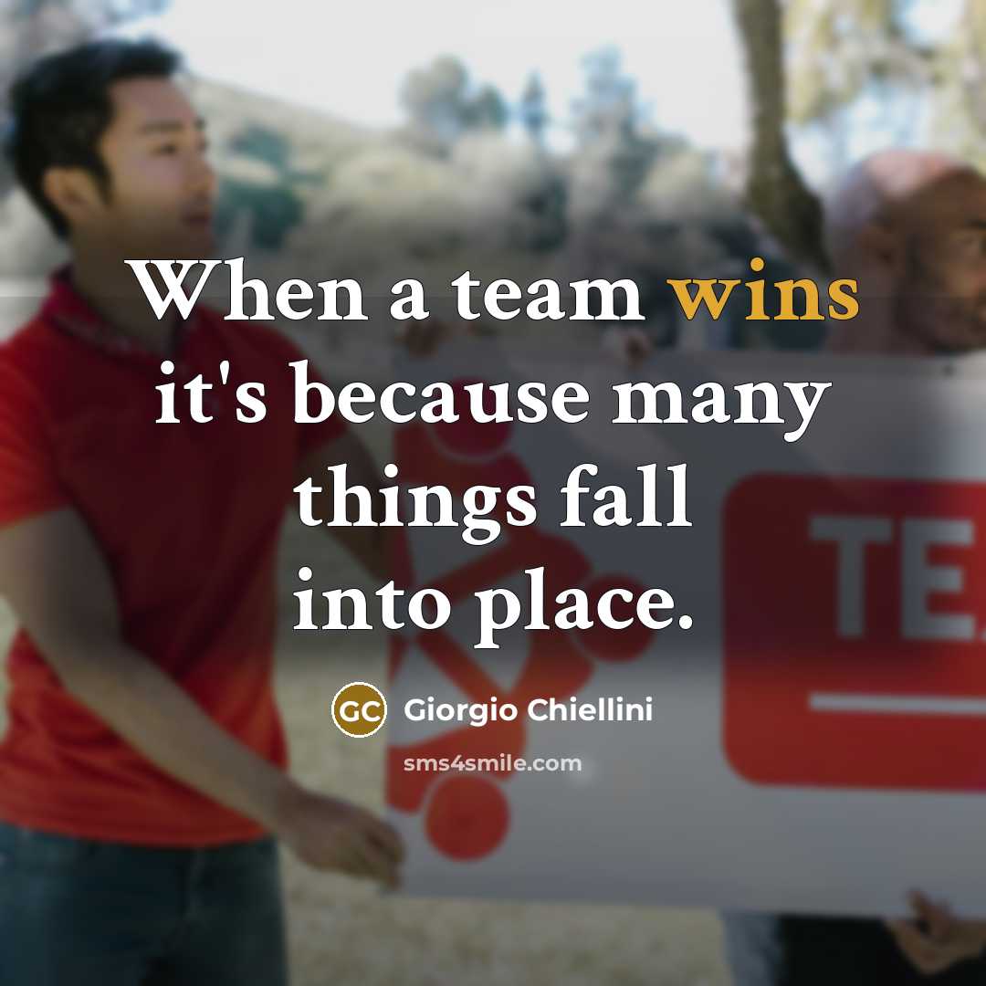 “When a team wins it's because many things fall into place.” quote by Giorgio Chiellini
