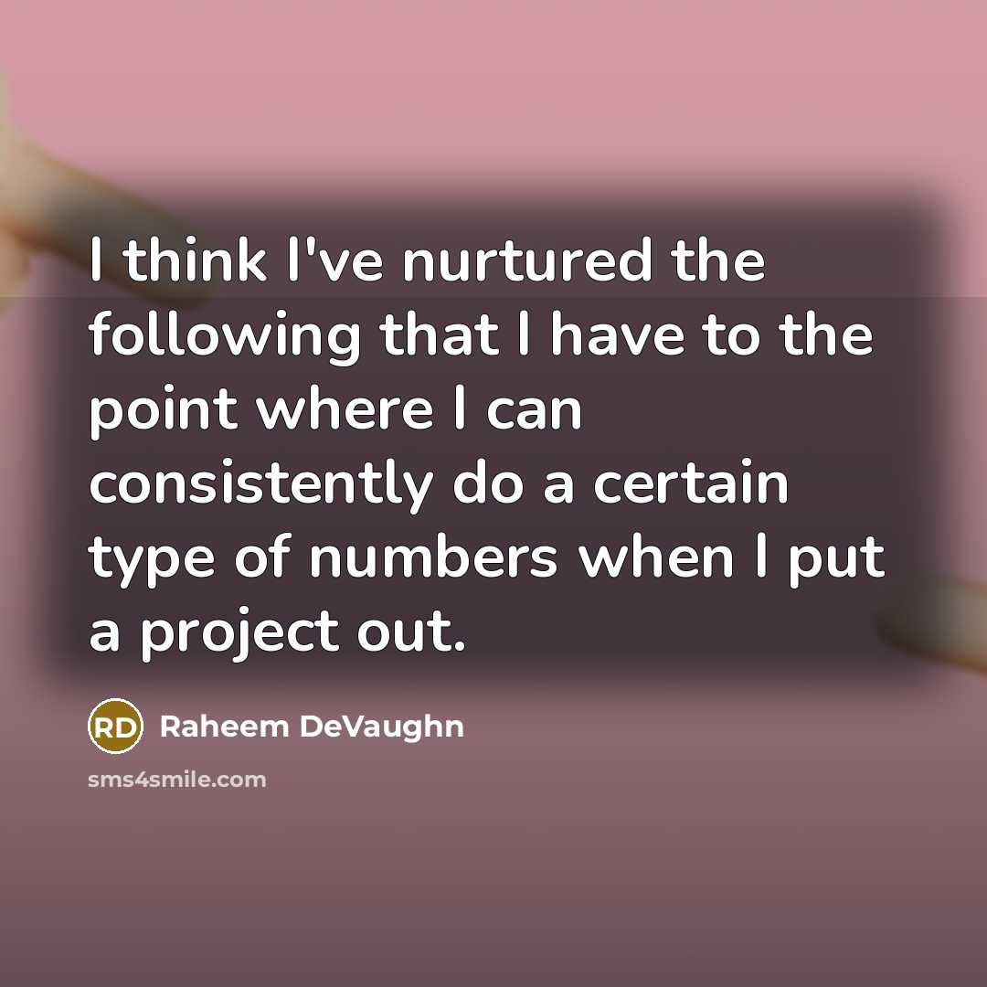 “I think I've nurtured the following that I have to the point where I can consistently do a certain type of numbers when I put a project out.” quote by Raheem DeVaughn