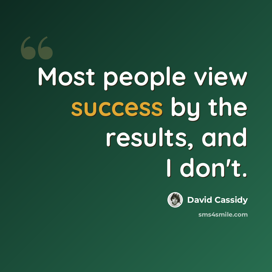 “Most people view success by the results, and I don't.” quote by David Cassidy