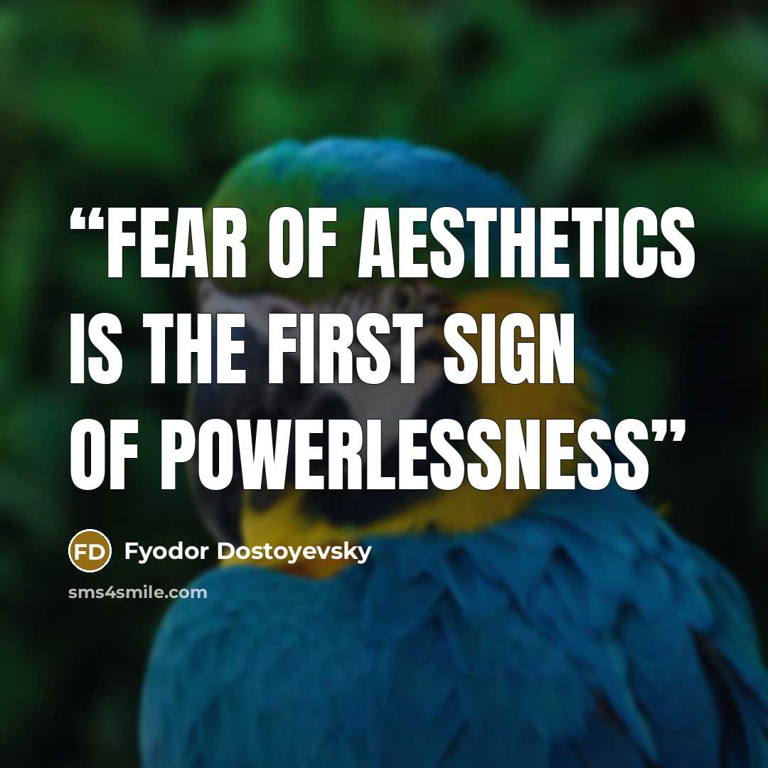 “Fear of aesthetics is the first sign of powerlessness” quote by Fyodor Dostoyevsky