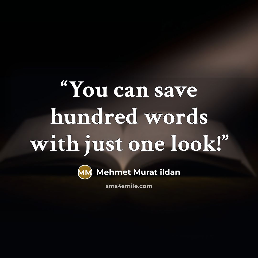 “You can save hundred words with just one look!” quote by Mehmet Murat ildan