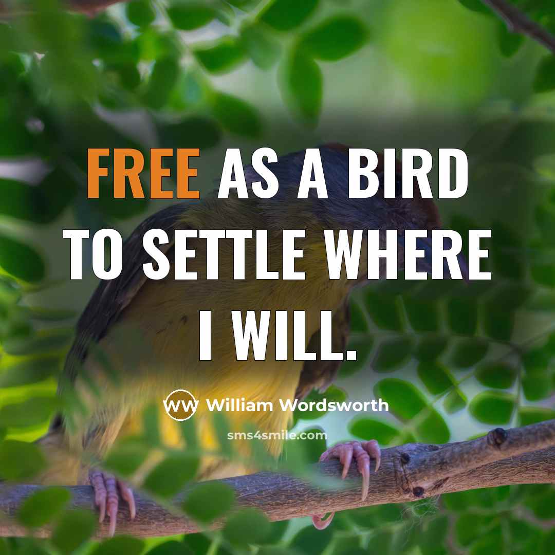 “Free as a bird to settle where I will.” quote by William Wordsworth