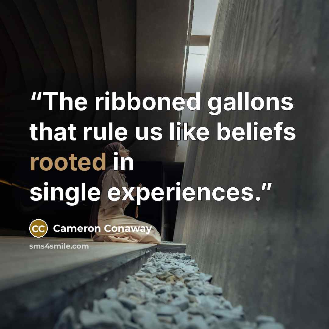 “The ribboned gallons that rule us like beliefs rooted in single experiences.” quote by Cameron Conaway