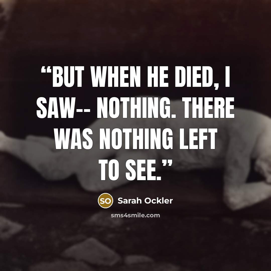 “But when he died, I saw-- nothing. There was nothing left to see.” quote by Sarah Ockler