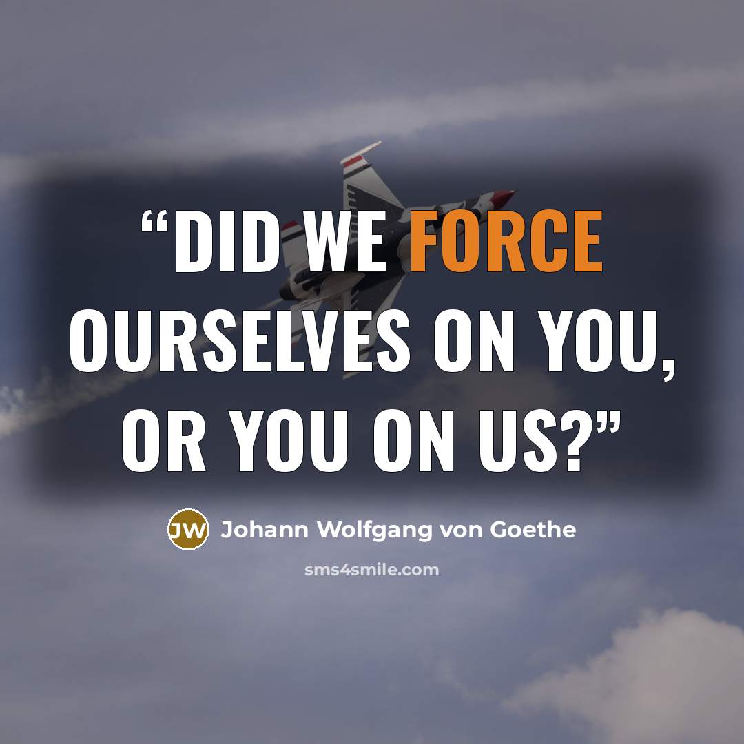 “Did we force ourselves on you, or you on us?” quote by Johann Wolfgang von Goethe