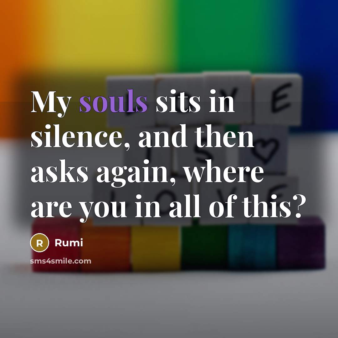 “My souls sits in silence, and then asks again, where are you in all of this?” quote by Rumi
