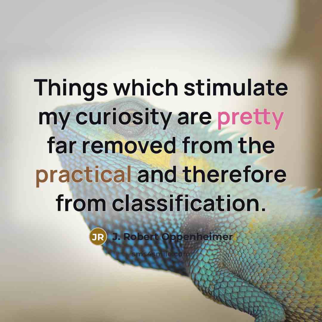 “Things which stimulate my curiosity are pretty far removed from the practical and therefore from classification.” quote by J. Robert Oppenheimer