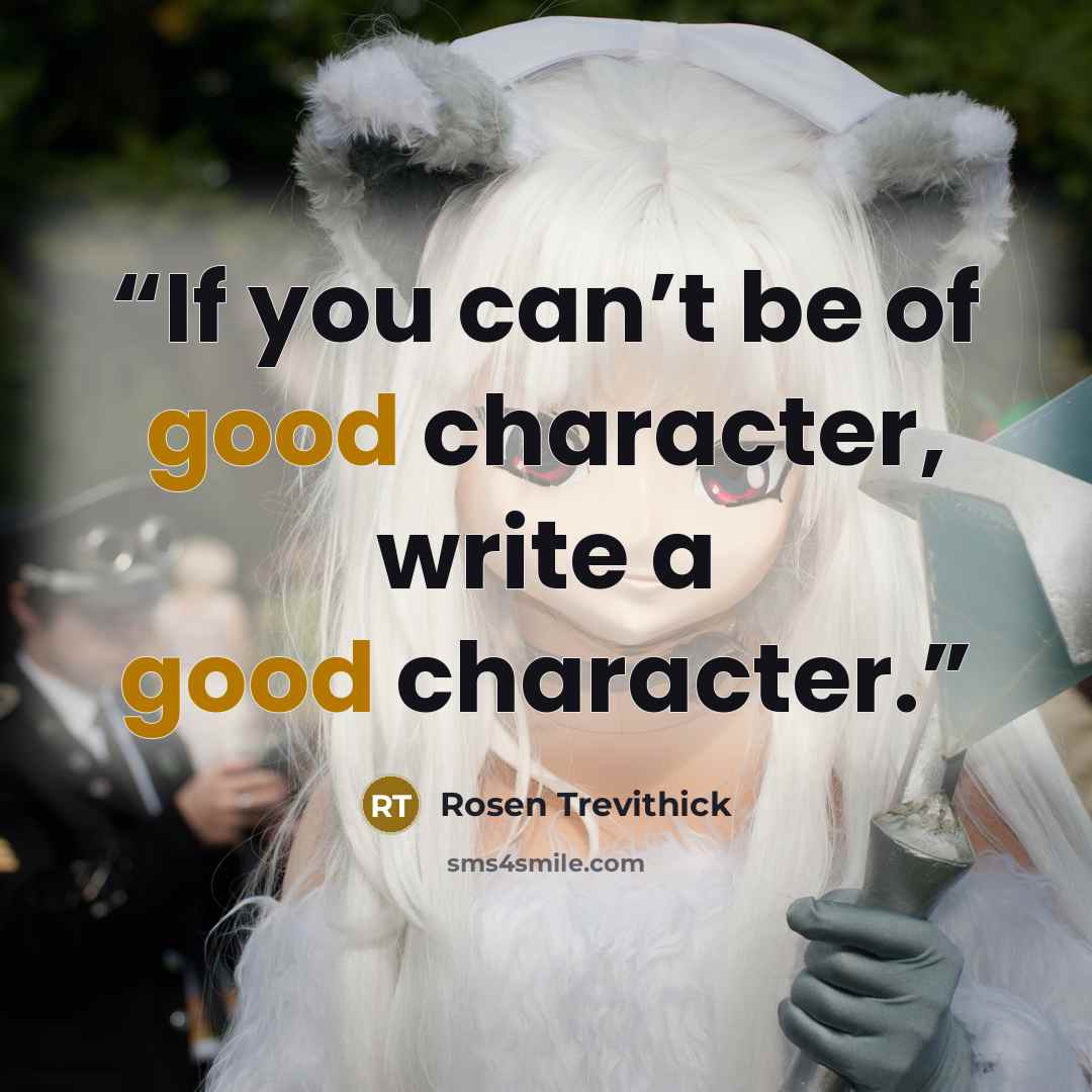 “If you can’t be of good character, write a good character.” quote by Rosen Trevithick