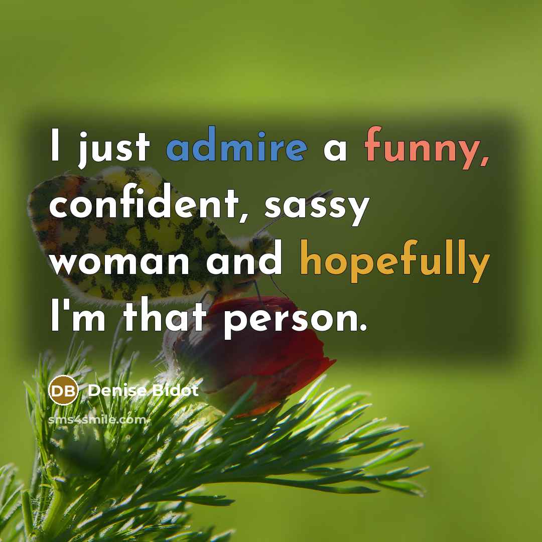 “I just admire a funny, confident, sassy woman and hopefully I'm that person.” quote by Denise Bidot