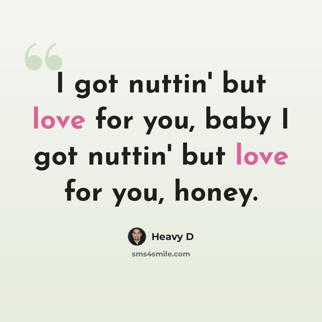“I got nuttin' but love for you, baby I got nuttin' but love for you, honey.” quote by Heavy D