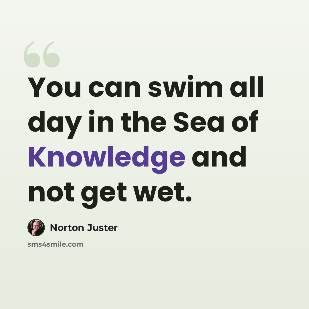 “You can swim all day in the Sea of Knowledge and not get wet.” quote by Norton Juster
