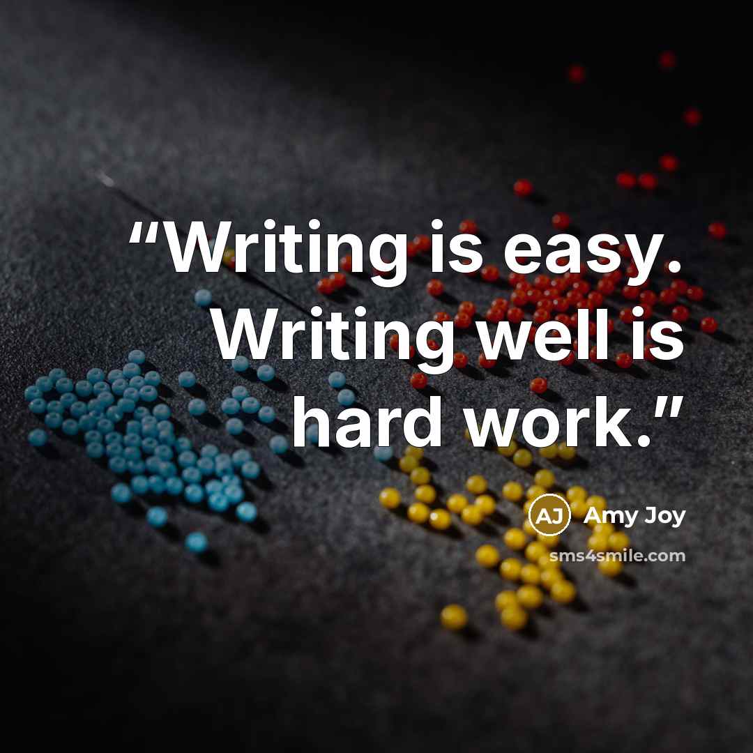 “Writing is easy. Writing well is hard work.” quote by Amy Joy