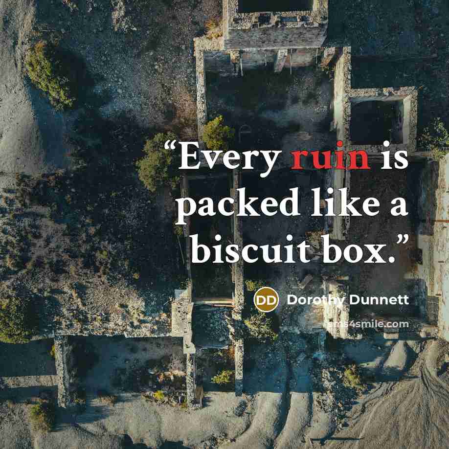 “Every ruin is packed like a biscuit box.” quote by Dorothy Dunnett
