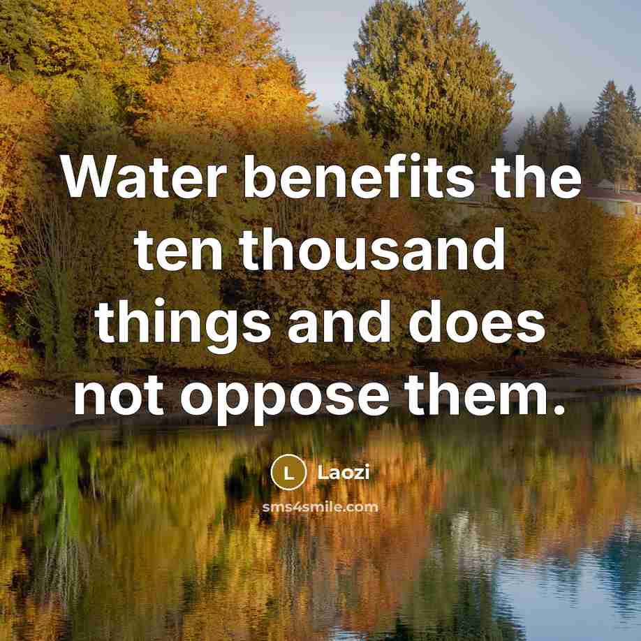 “Water benefits the ten thousand things and does not oppose them.” quote by Laozi