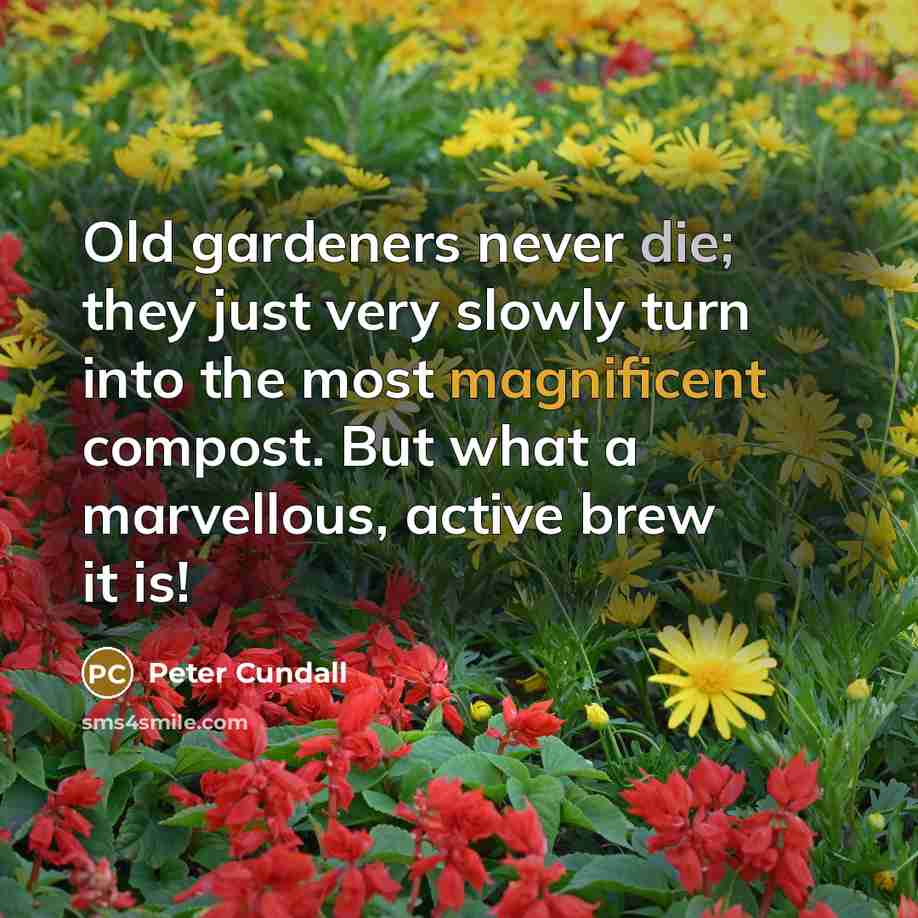 “Old gardeners never die; they just very slowly turn into the most magnificent compost. But what a marvellous, active brew it is!” quote by Peter Cundall