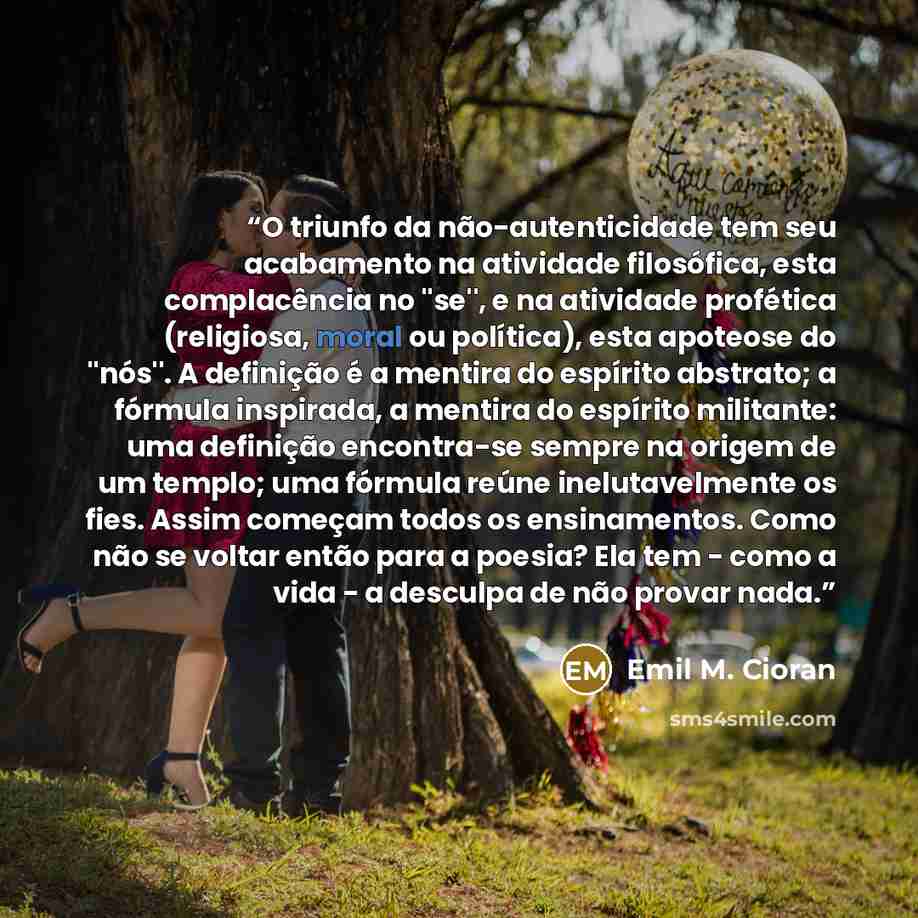 “O triunfo da não-autenticidade tem seu acabamento na atividade filosófica, esta complacência no ''se'', e na atividade profética (religiosa, moral ou política), esta apoteose do ''nós''. A definição é a mentira do espírito abstrato; a fórmula inspirada, a mentira do espírito militante: uma…” quote by Emil M. Cioran