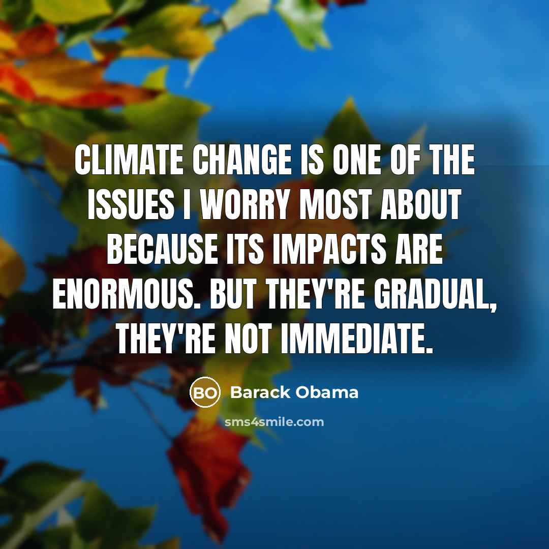 “Climate change is one of the issues I worry most about because its impacts are enormous. But they're gradual, they're not immediate.” quote by Barack Obama