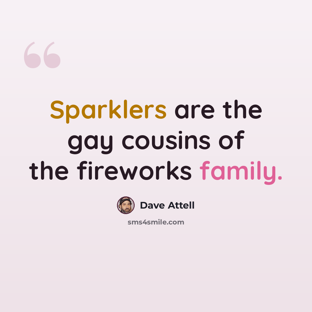 “Sparklers are the gay cousins of the fireworks family.” quote by Dave Attell