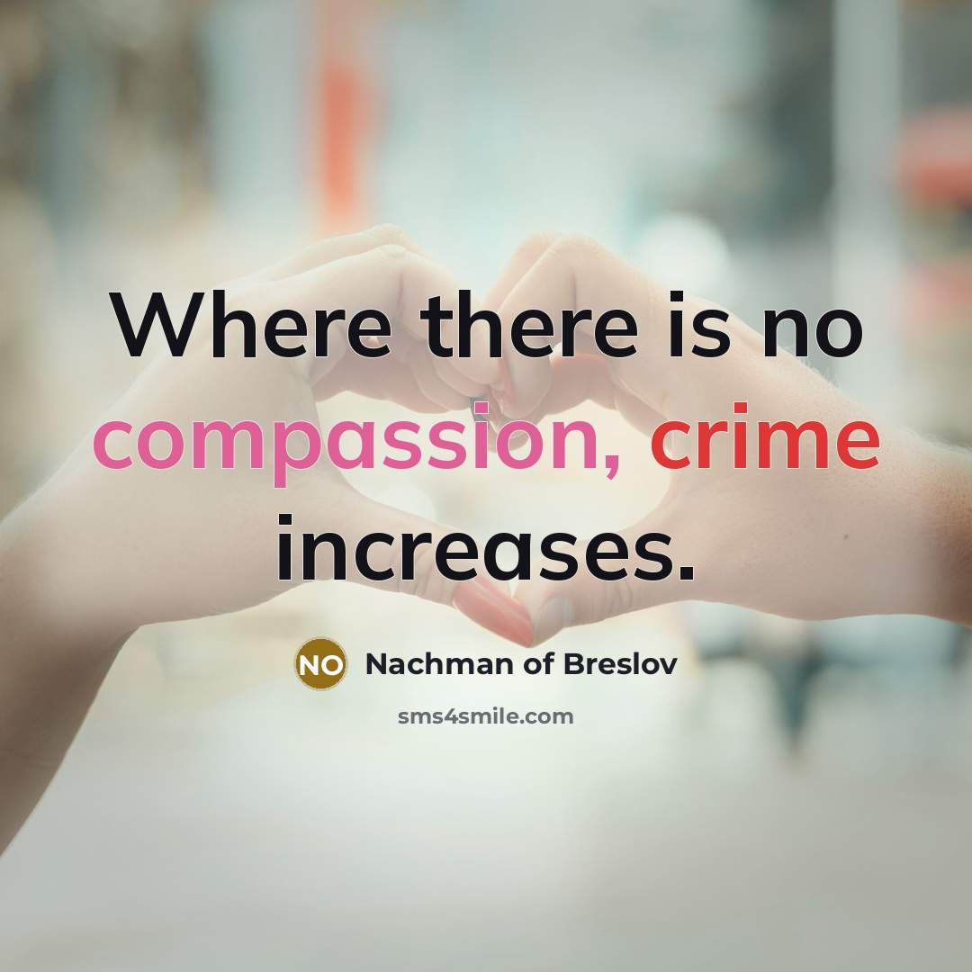 “Where there is no compassion, crime increases.” quote by Nachman of Breslov