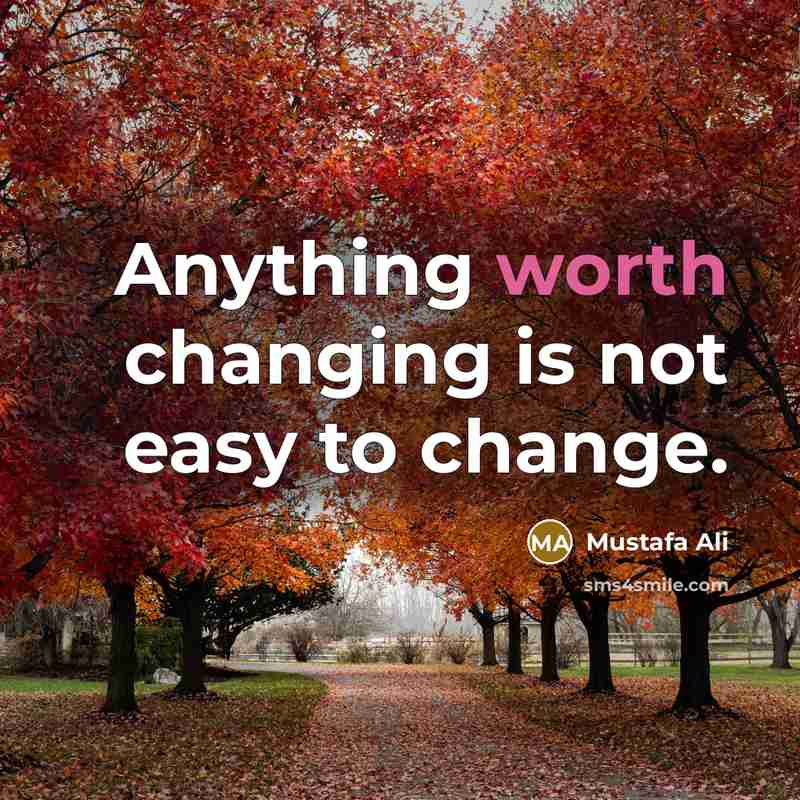 “Anything worth changing is not easy to change.” quote by Mustafa Ali