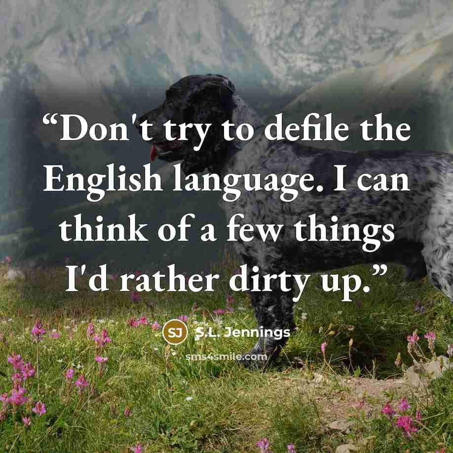 “Don't try to defile the English language. I can think of a few things I'd rather dirty up.” quote by S.L. Jennings