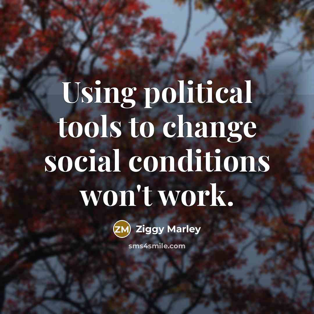 “Using political tools to change social conditions won't work.” quote by Ziggy Marley