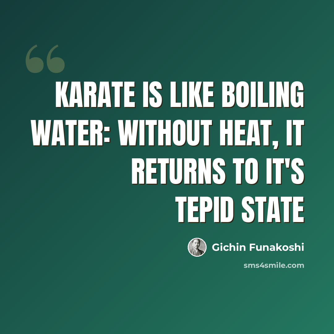 “Karate is like boiling water: without heat, it returns to it's tepid state” quote by Gichin Funakoshi