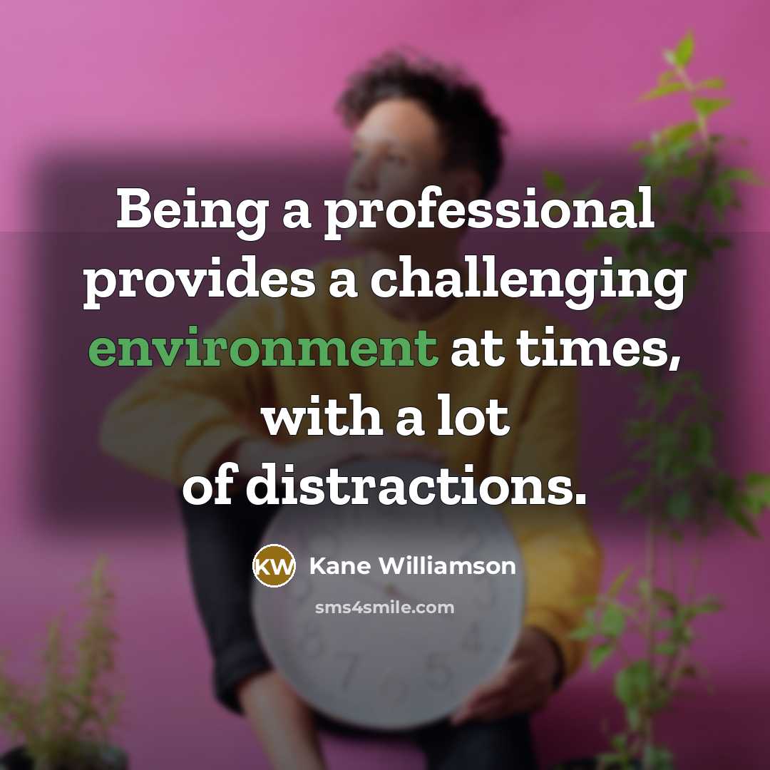 “Being a professional provides a challenging environment at times, with a lot of distractions.” quote by Kane Williamson