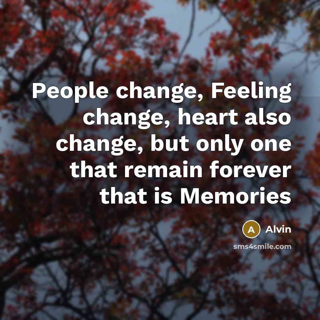 “People change, Feeling change, heart also change, but only one that remain forever that is Memories” quote by Alvin
