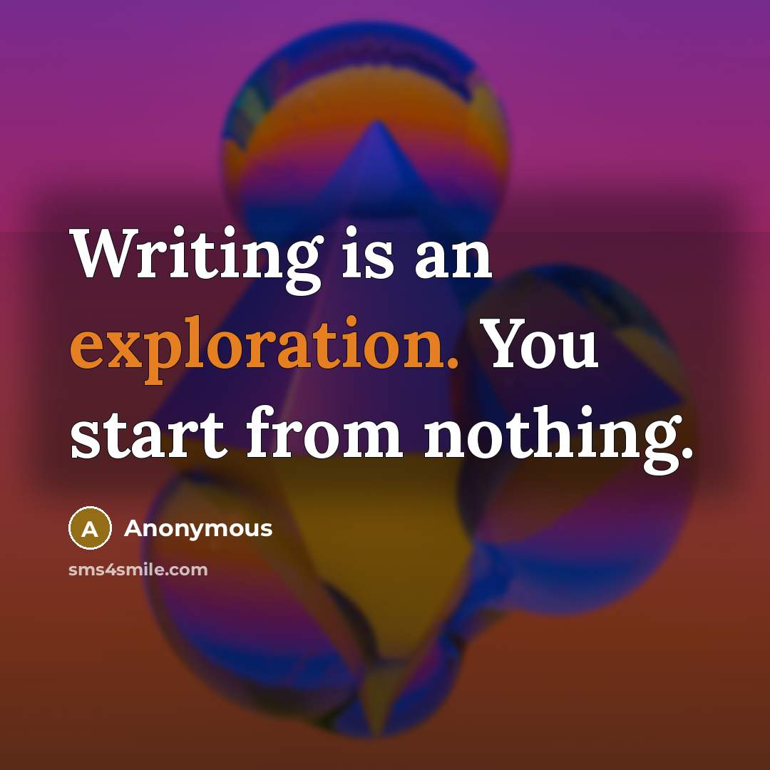 “Writing is an exploration. You start from nothing.” quote by Anonymous