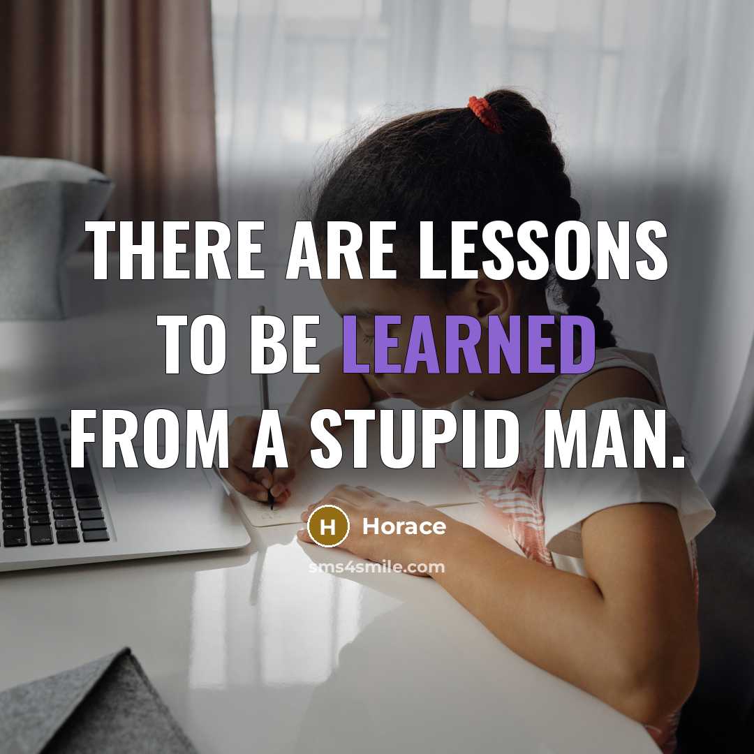 “There are lessons to be learned from a stupid man.” quote by Horace