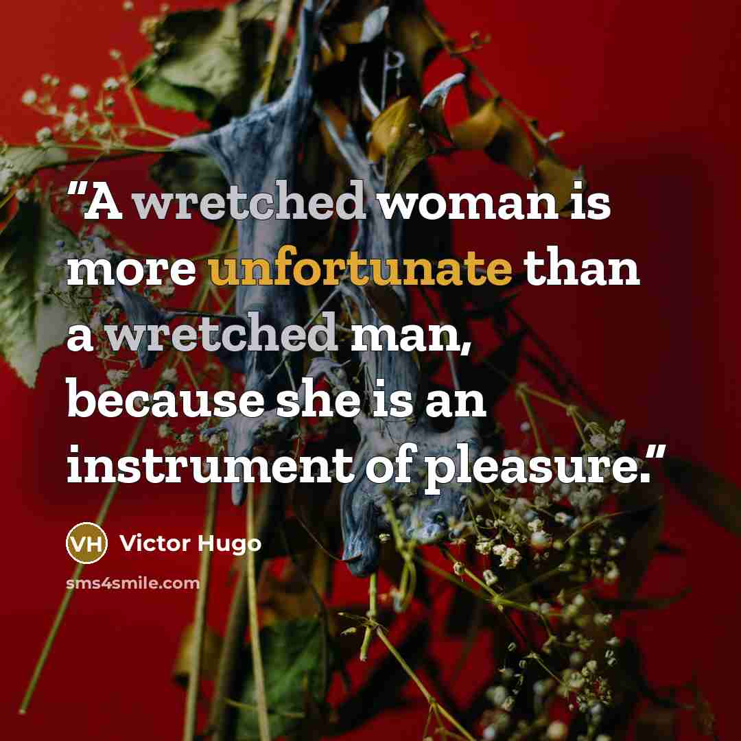 “A wretched woman is more unfortunate than a wretched man, because she is an instrument of pleasure.” quote by Victor Hugo