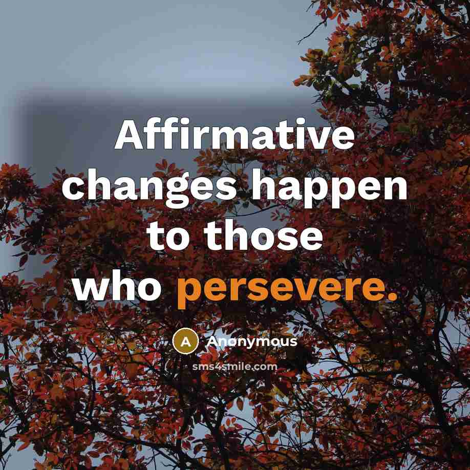 “Affirmative changes happen to those who persevere.” quote by Anonymous