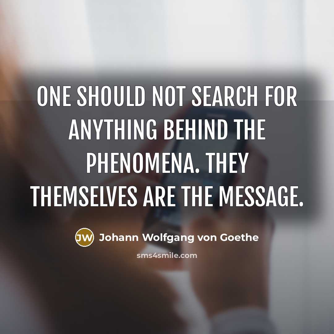 “One should not search for anything behind the phenomena. They themselves are the message.” quote by Johann Wolfgang von Goethe