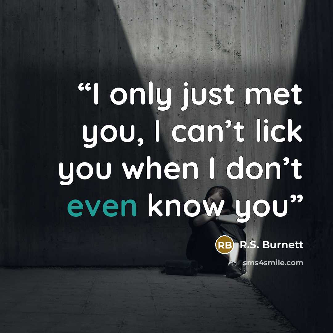 “I only just met you, I can’t lick you when I don’t even know you” quote by R.S. Burnett