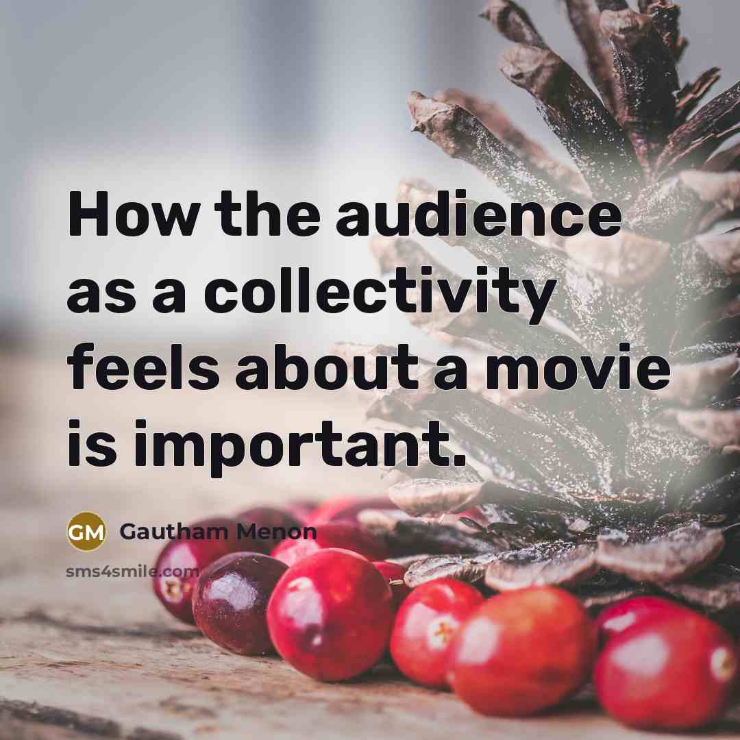 “How the audience as a collectivity feels about a movie is important.” quote by Gautham Menon