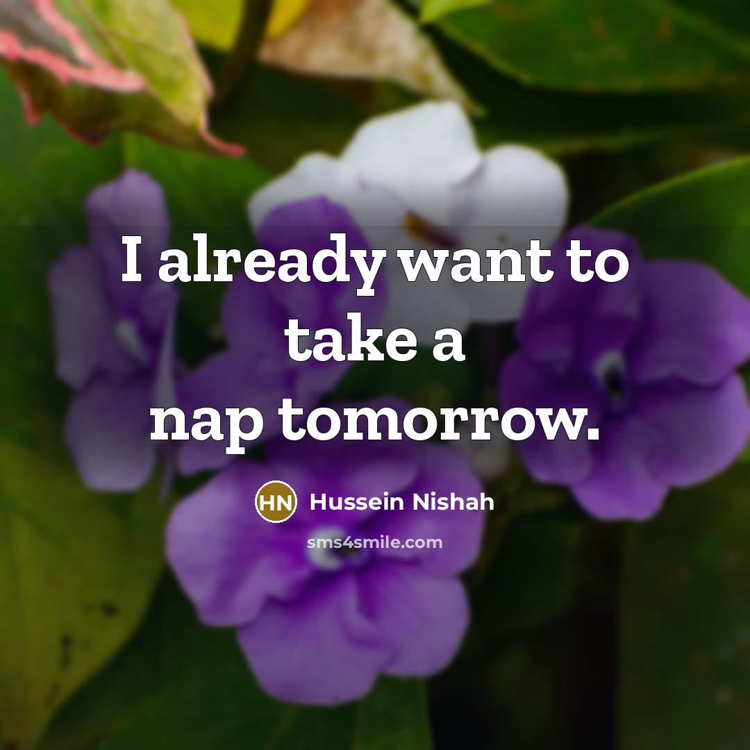 “I already want to take a nap tomorrow.” quote by Hussein Nishah