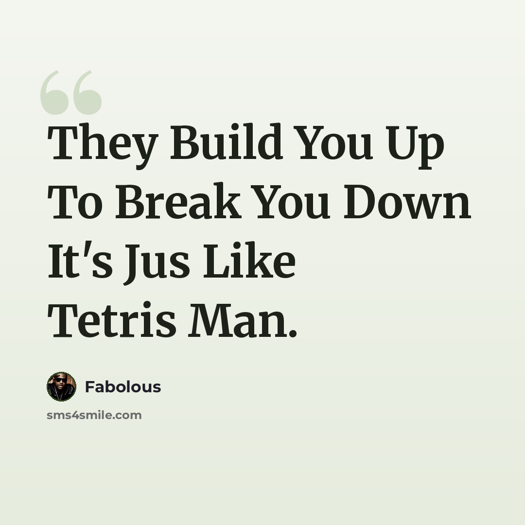 “They Build You Up To Break You Down It's Jus Like Tetris Man.” quote by Fabolous