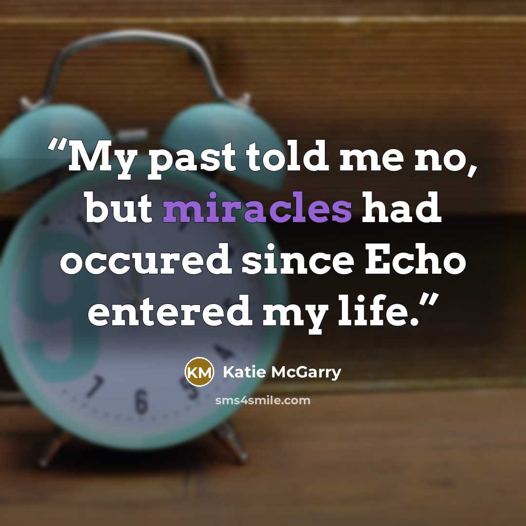 “My past told me no, but miracles had occured since Echo entered my life.” quote by Katie McGarry