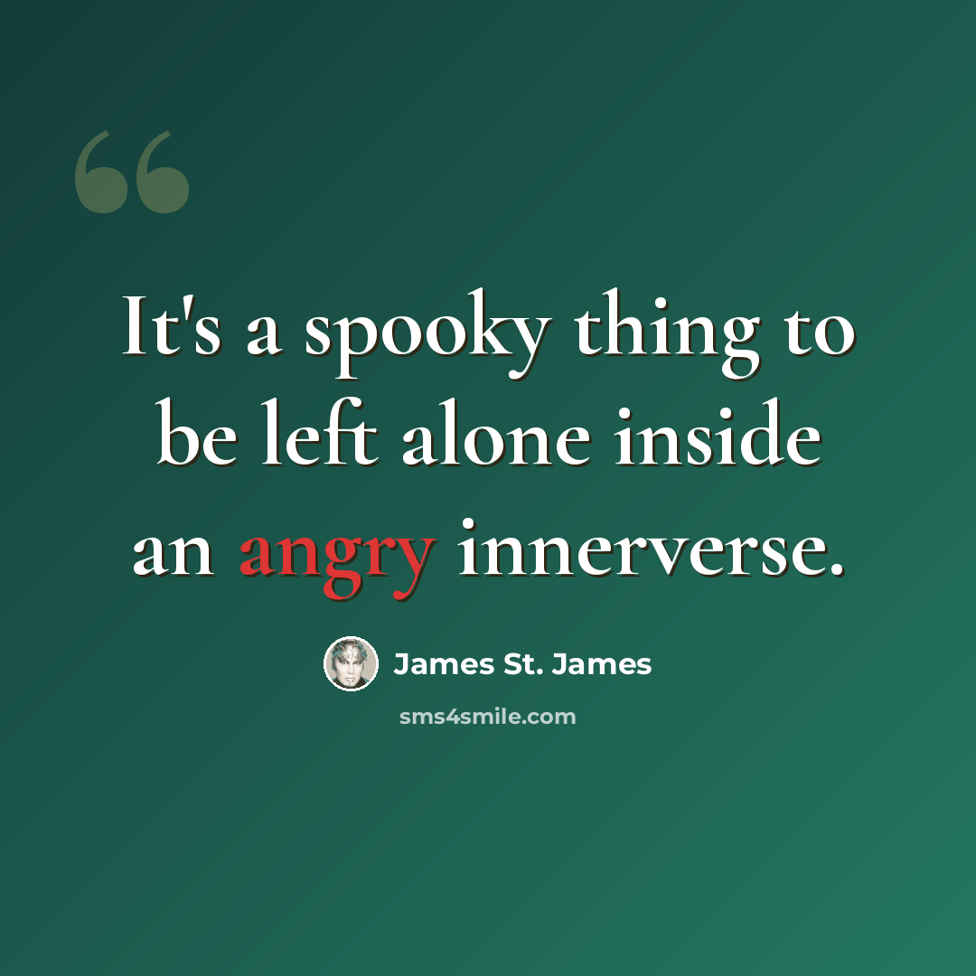 “It's a spooky thing to be left alone inside an angry innerverse.” quote by James St. James