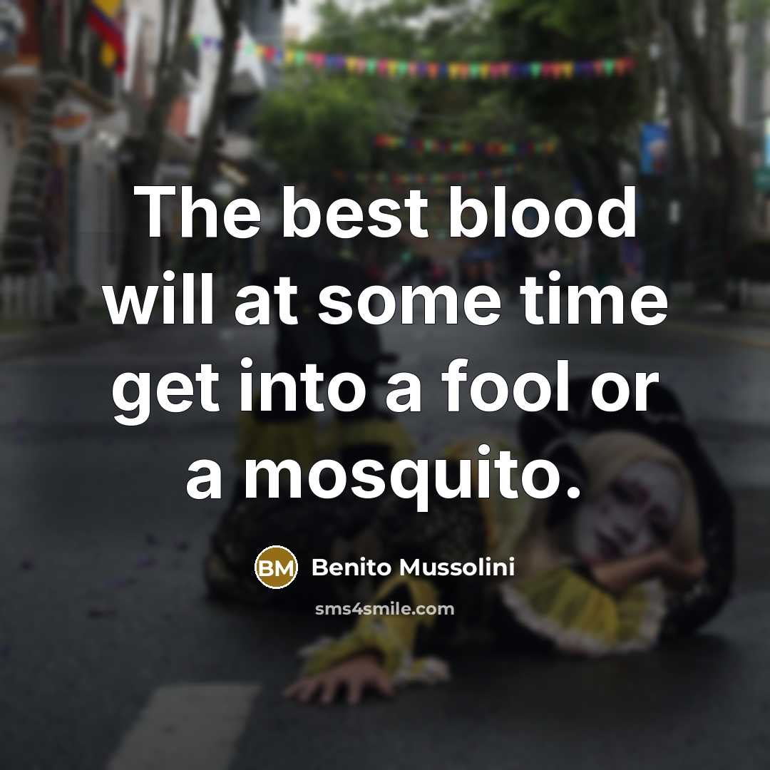 “The best blood will at some time get into a fool or a mosquito.” quote by Benito Mussolini